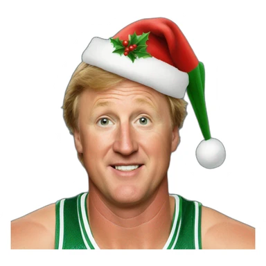Larry Bird with Christmashat sticker
