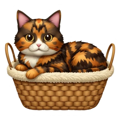 Tortoiseshell cat in basket sticker