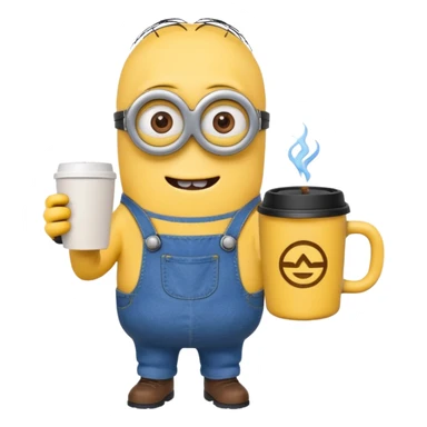 minion holding coffee sticker