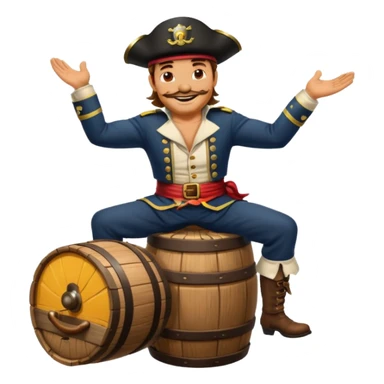 Captain Morgan with his foot up on a barrel sticker