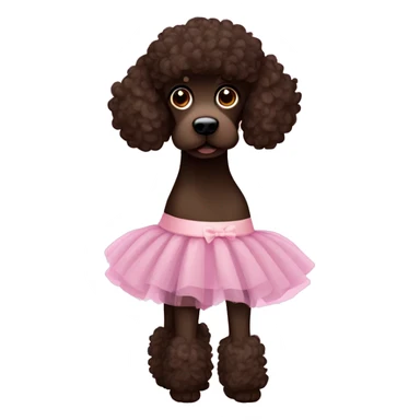 Dark Brown poodle wearing a ballet tu tu sticker