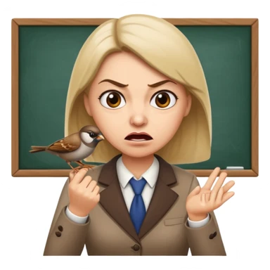 Angry teacher will scold Sparrow in the Busi School sticker