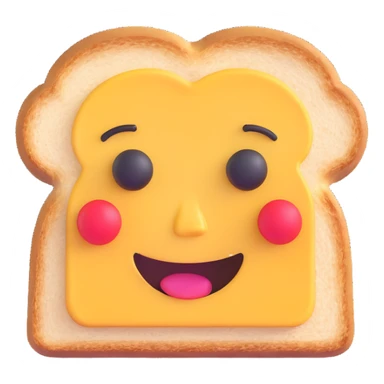 3D emoji style, surprised slice of toast winking sticker