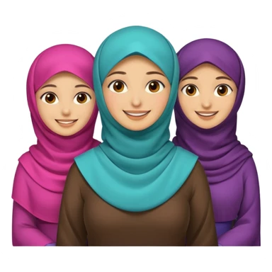 muslim family emoji , with the women wearing niqab, niqab = face cover sticker