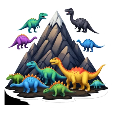 mountian with many ink on it and many dinosaurs sticker