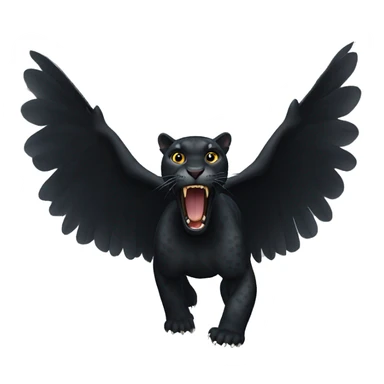winged black leopard roaring sticker