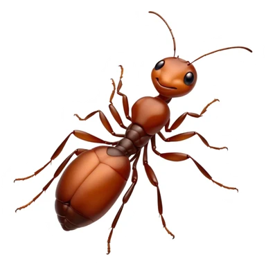 Beautiful and Majestic Ant Portrait Emoji, Head and body rendered in serene repose with a gentle, content smile, showcasing a finely detailed, compact form with eyes softly closed in tranquil slumber, Simplified yet exquisitely endearing features, highly detailed, glowing with a soft, drowsy natural light, high shine, relaxed and utterly noble, stylized with an air of timeless industrious grace, soft glowing outline, capturing the essence of a majestic ant that embodies the quiet power of nature! sticker