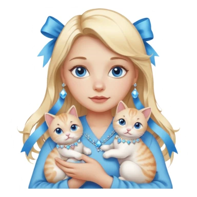 woman holding baby cats with ribbons and crystals sticker