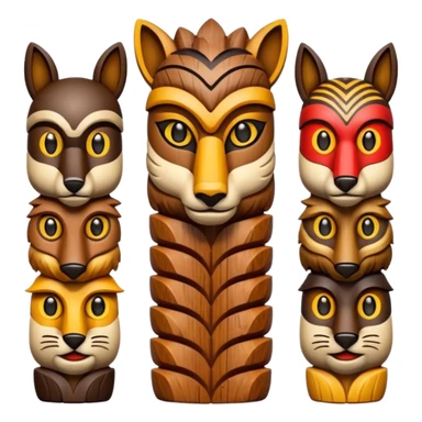 Totem – Wooden carved pole with animal faces. sticker