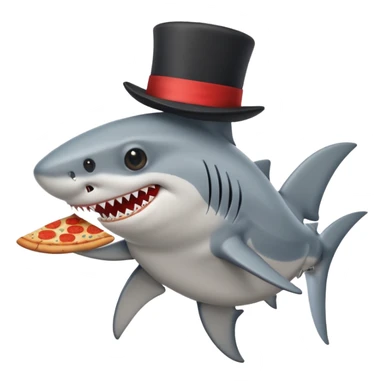 Shark with a top hat and a pizza slice  sticker