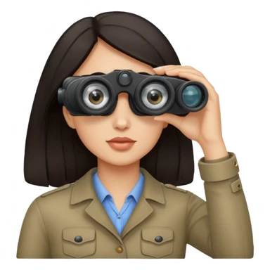 a woman with dark hair looking into binoculars sticker