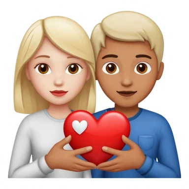 Two people holding half a heart up sticker