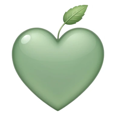 sage green heart with transparent bg without highlights, more thin and narrow, basically like this 🩷 shape sticker