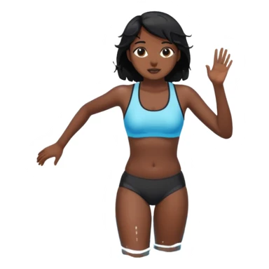 A girl swimming in Goan ocean. Girl should have black hair, clothes should be shorts and tank top or sports bra because she is indian sticker