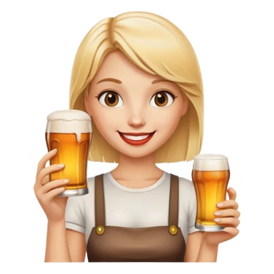 happy blonde girl with burger and beer  sticker