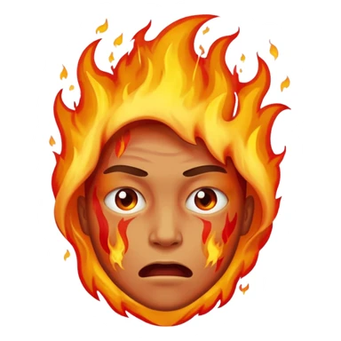 Make an emoji of a person tearing themself apart with flames and their on fire sticker