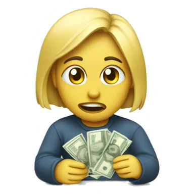 wiping tears with money sticker