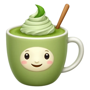 matcha latte in a cup without a spoon and without a face sticker