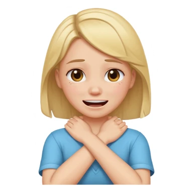 arms crossed holding neck crying laughing girl sticker