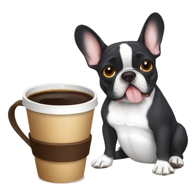 FRENCH BULLDOg drinking coffee sticker