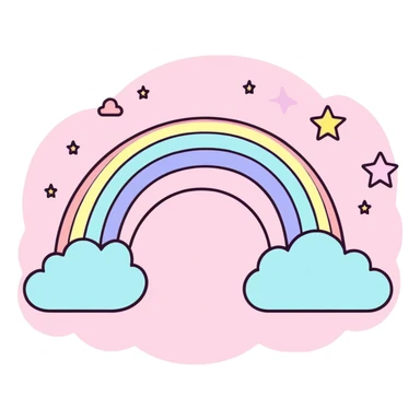 dreamy pastel pink rainbow with stars and sparkles sticker