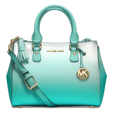 Realistic isolated metallic tiffany blue ombre Michael Kors satchel purse.  sticker