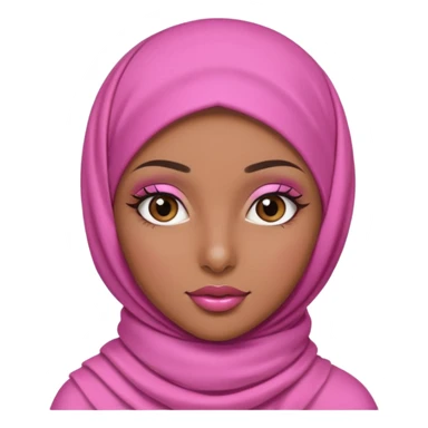 Pretty girl with pink hijab and brown skin with long eye lashes and lipgloss sticker