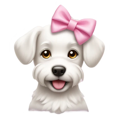 ￼ a white dog, cute dog with a bow that’s pink pink sticker