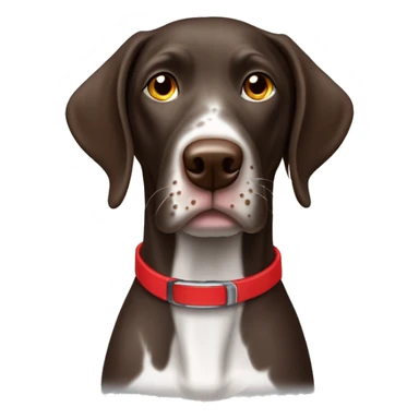 Brown spotted German short haired pointer  with ticking with red collar  sticker