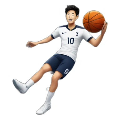 Tottenham soccer player Son Heung-min attempts a dunkshot at basketball stadium sticker