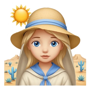 blue eyed desert girl child with creme cloth sticker