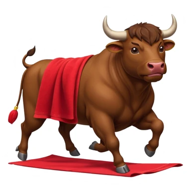No more ephasis on the bull running past the red towel sticker