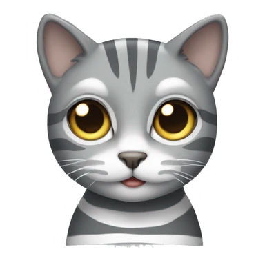 grey cat with white stripes and grey eyes sticker