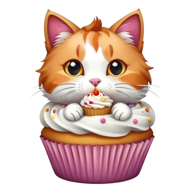 Cat eating a cupcake sticker