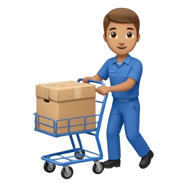 a mover with trolley loaded with a box sticker