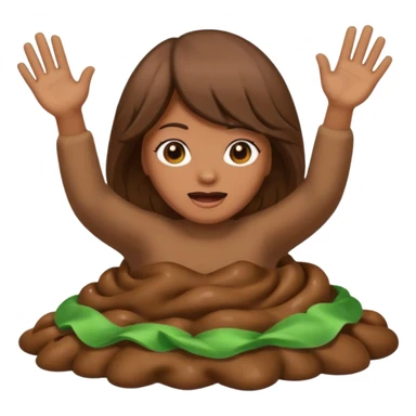 poop wearing a wig and waving hi while pooping sticker