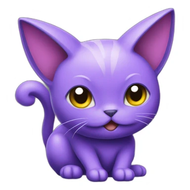 Sitting-poison-type-pokemon-purple-cat sticker
