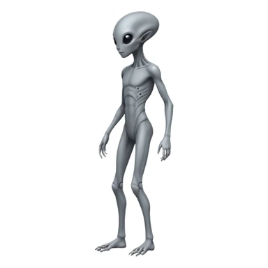 fullbody humanoid gray alien direct sideview sticker