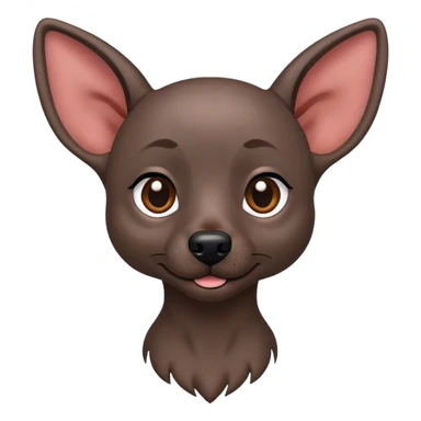 Cinematic Cute Xoloitzcuintle dog Portrait Emoji, Head tilted playfully and inquisitively, featuring smooth, hairless ebony skin with distinctive, artistic wrinkles, round, sparkling dark eyes filled with curiosity, Simplified yet irresistibly adorable features, highly detailed, glowing with a warm, friendly glow, high shine, affectionate and spirited, stylized with a touch of whimsy, bright and endearing, soft glowing outline, capturing the essence of a mischievous yet loving companion, so playful it feels like it could trot out of the screen and into your arms! sticker