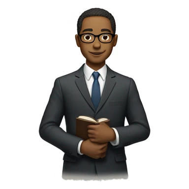 Light skinned man in a suit with glasses with a side parting in hair holding an open Bible sticker