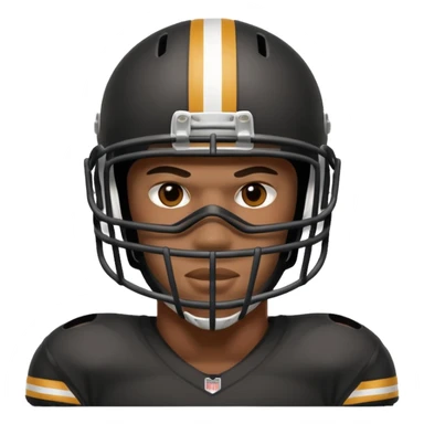 American black football player with a mask which have small holes like a goalkeeper mask sticker
