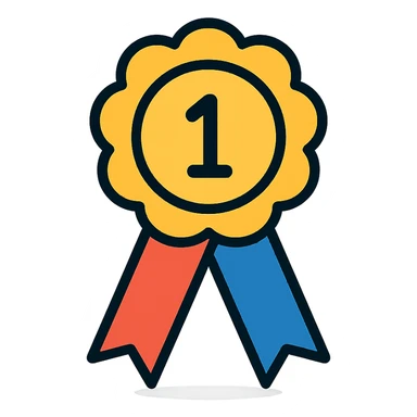 vector icon of an award winner with gold and colorful elements, elegant and minimalist flat design, award badge style, 2D flat vector, trending icon look, soft shadows, no text, isolated on white background, perfect for commercial use sticker