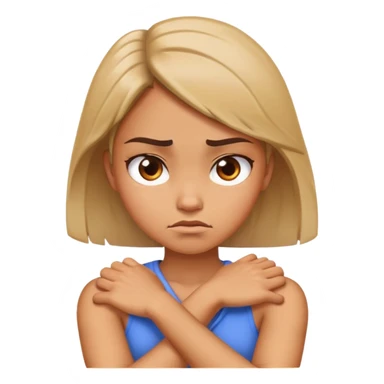 girl arms crossed holding neck and looking angry sticker