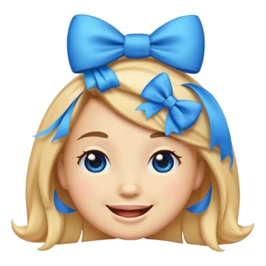Regular emoji face with blue bow and flirty face sticker