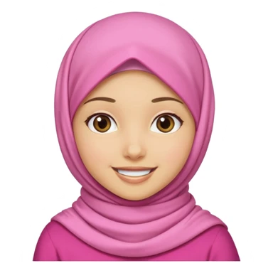 A medium light skin girl with pink hijab smile  sticker