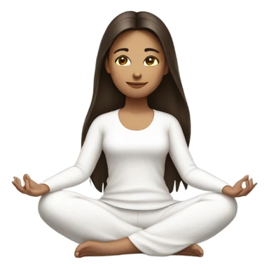brunette cute girl meditating in white outfit  sticker