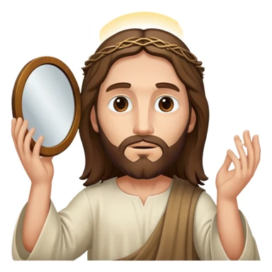 Jesus Christ holding a mirror infront of his face sticker