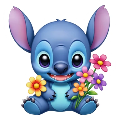 Stich and flowers  sticker