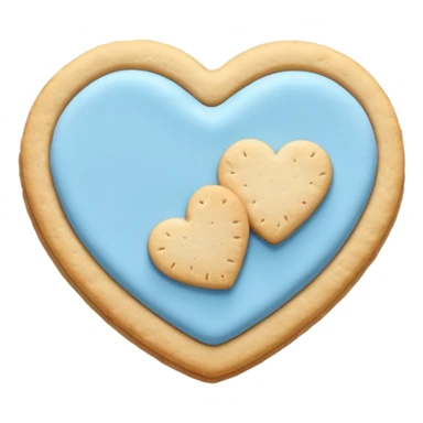 Realistic shortbread cookie in the shape of a heart with pastel blue sticker