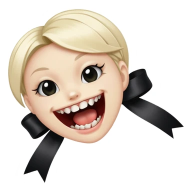 Sharp teeth biting into black silk ribbon, restrained desire sticker